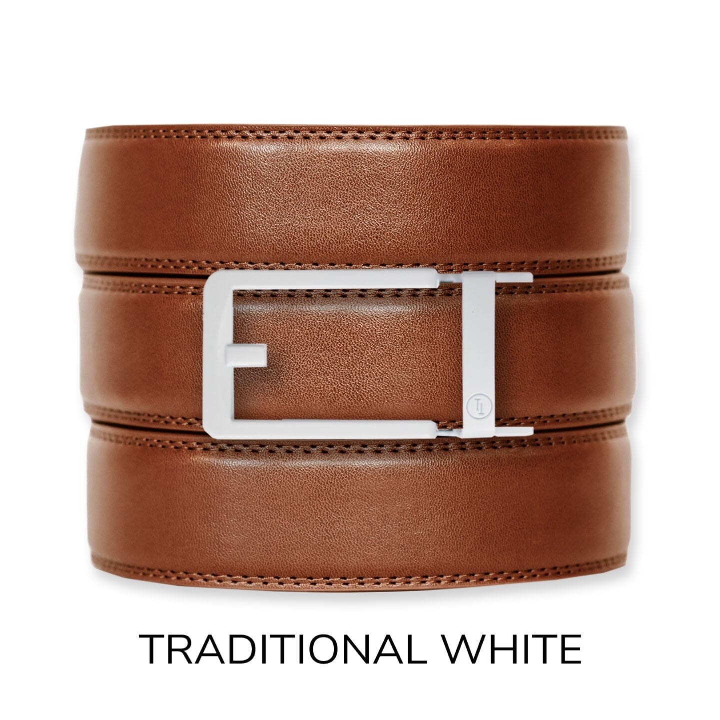 Cognac Leather Ratchet Belt & Buckle Set Belt Set Ratchet Belt Traditional White