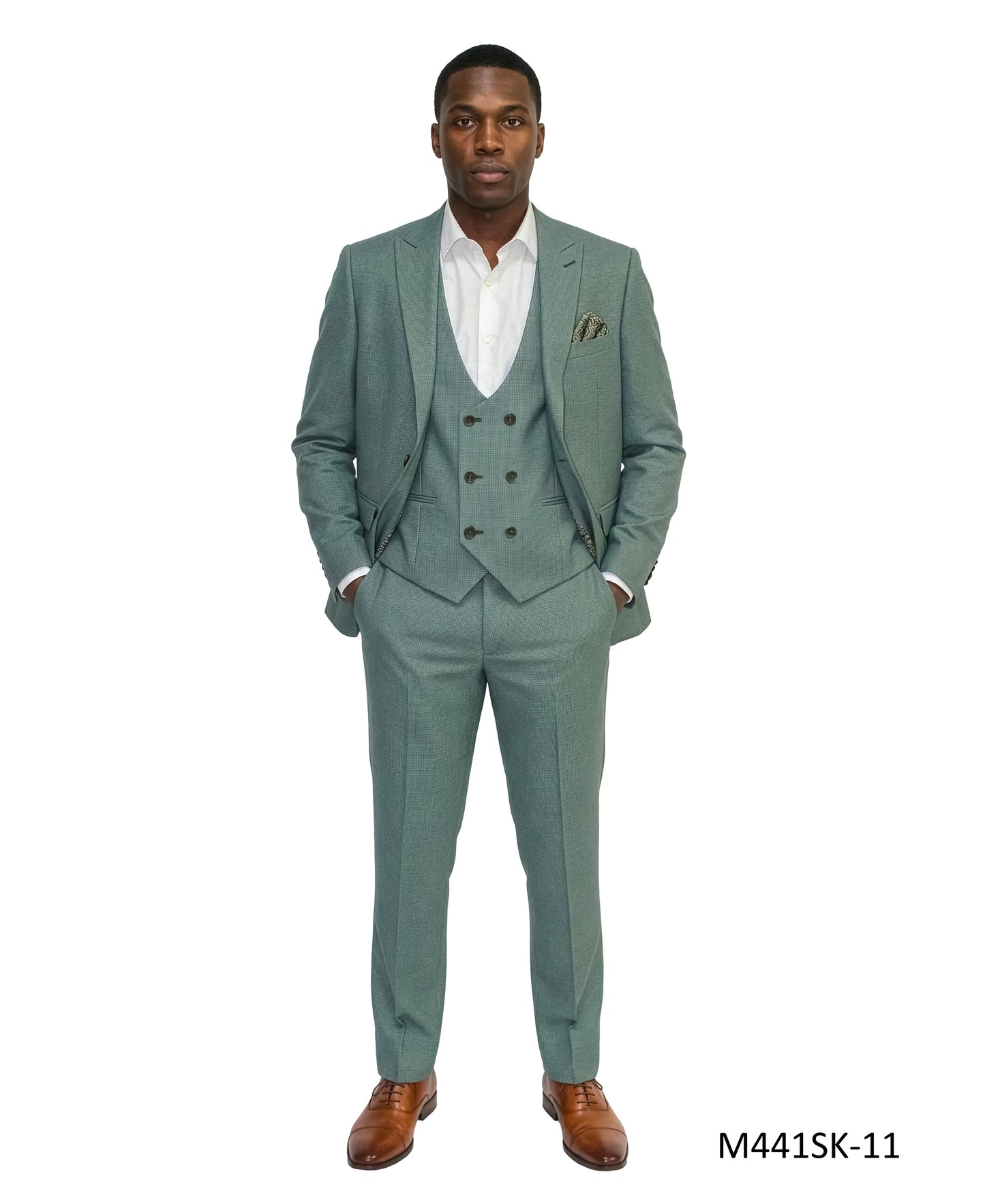 Tazzio 3PC Peak Lapel Double Breast Vest Suit