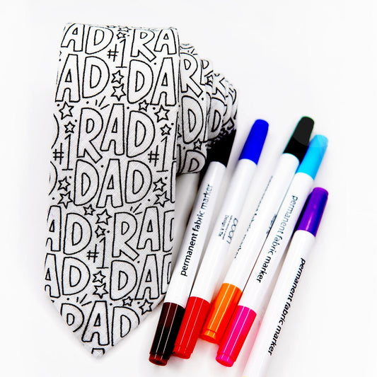 Rad & Happy Father's Day Tie - Rad Dad or Rad Grand Dad - Blank Men's Tie + Marker Set