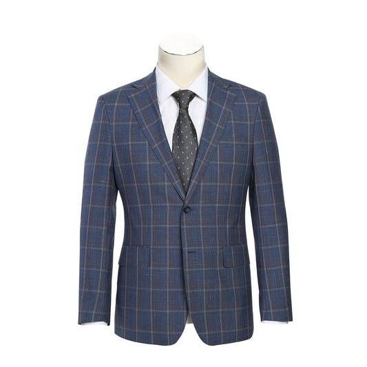 Renoir EL72-62-400 Light Steel Blue with Orange Check Wool Suit