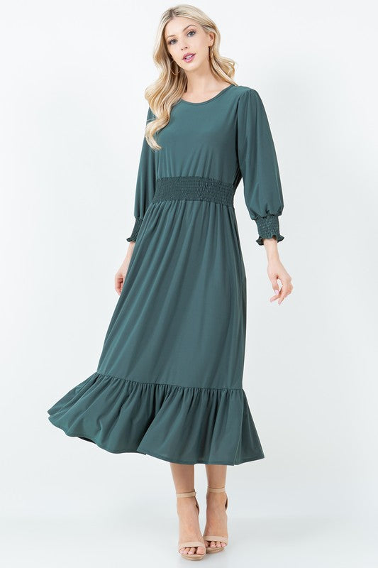 LAYERED SMOCK DRESS WITH SIDE POCKETS