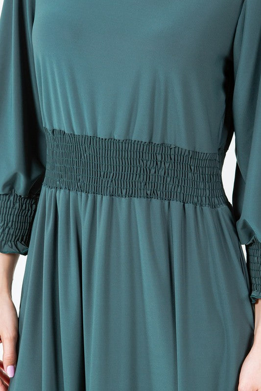 LAYERED SMOCK DRESS WITH SIDE POCKETS