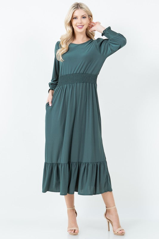 LAYERED SMOCK DRESS WITH SIDE POCKETS