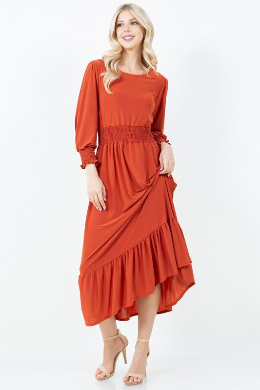 LAYERED SMOCK DRESS WITH SIDE POCKETS