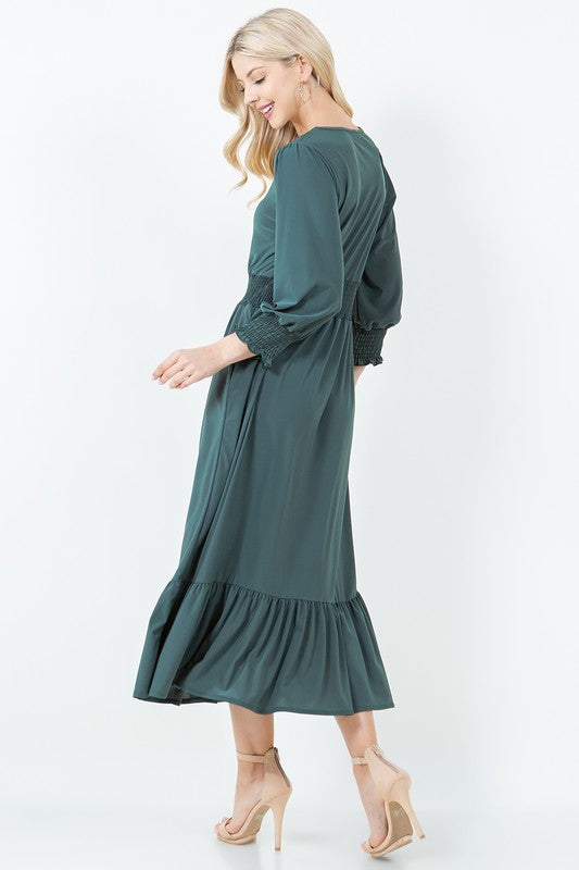 LAYERED SMOCK DRESS WITH SIDE POCKETS