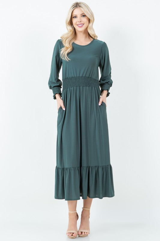 LAYERED SMOCK DRESS WITH SIDE POCKETS