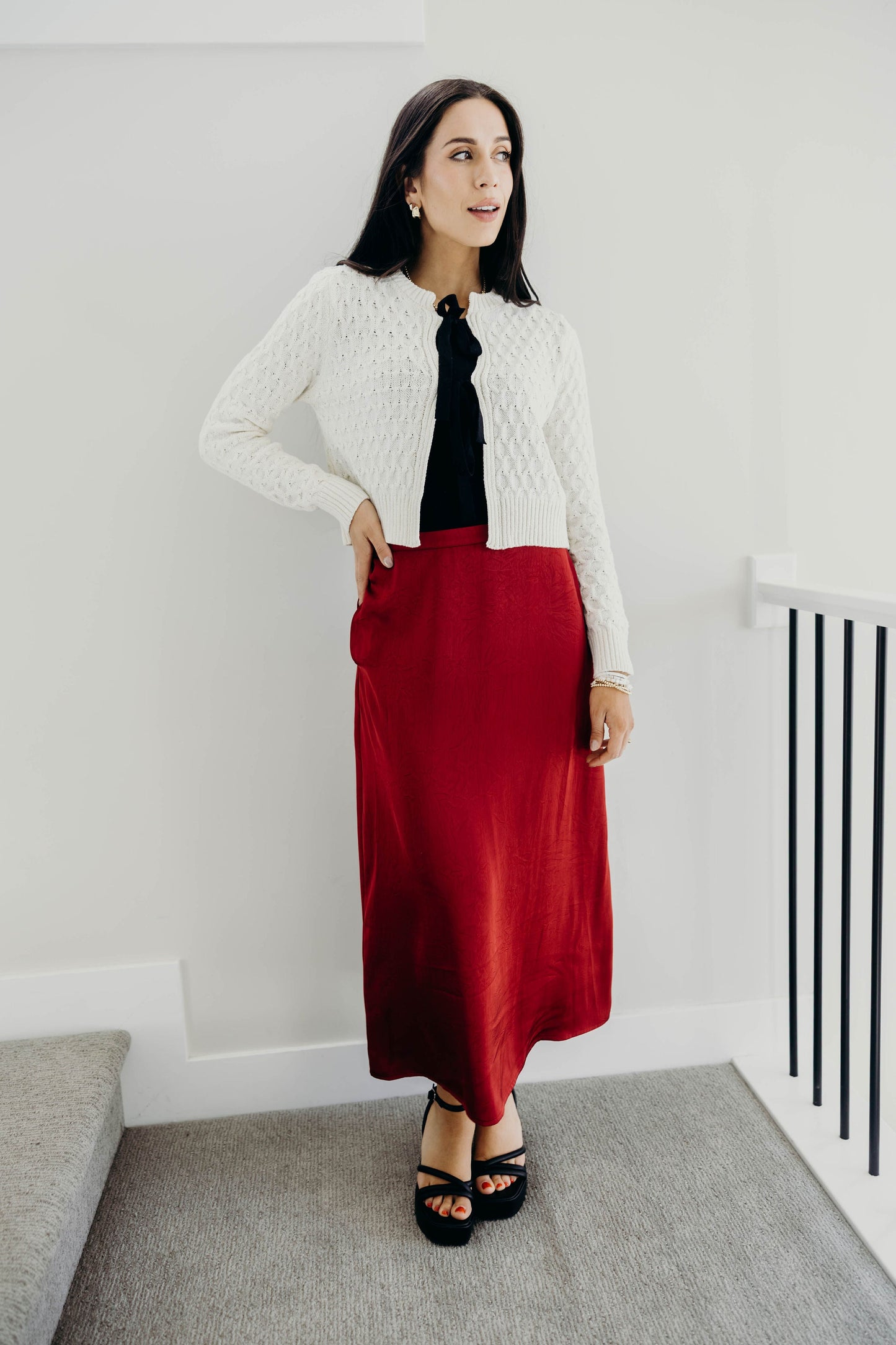 SILK MAXI SKIRT IN FIRED BRICK
