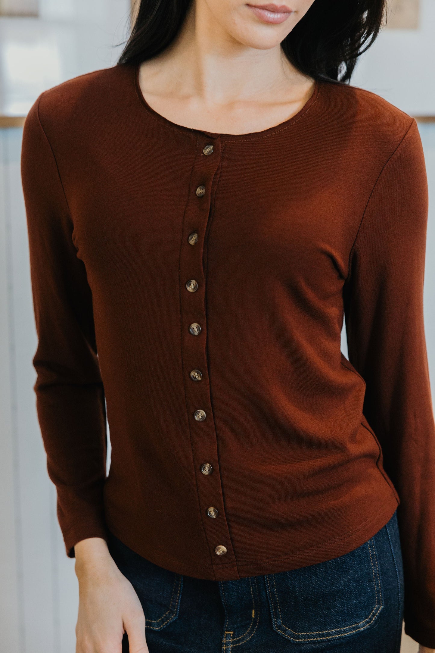 TISSUE CARDIGAN IN RUSSET