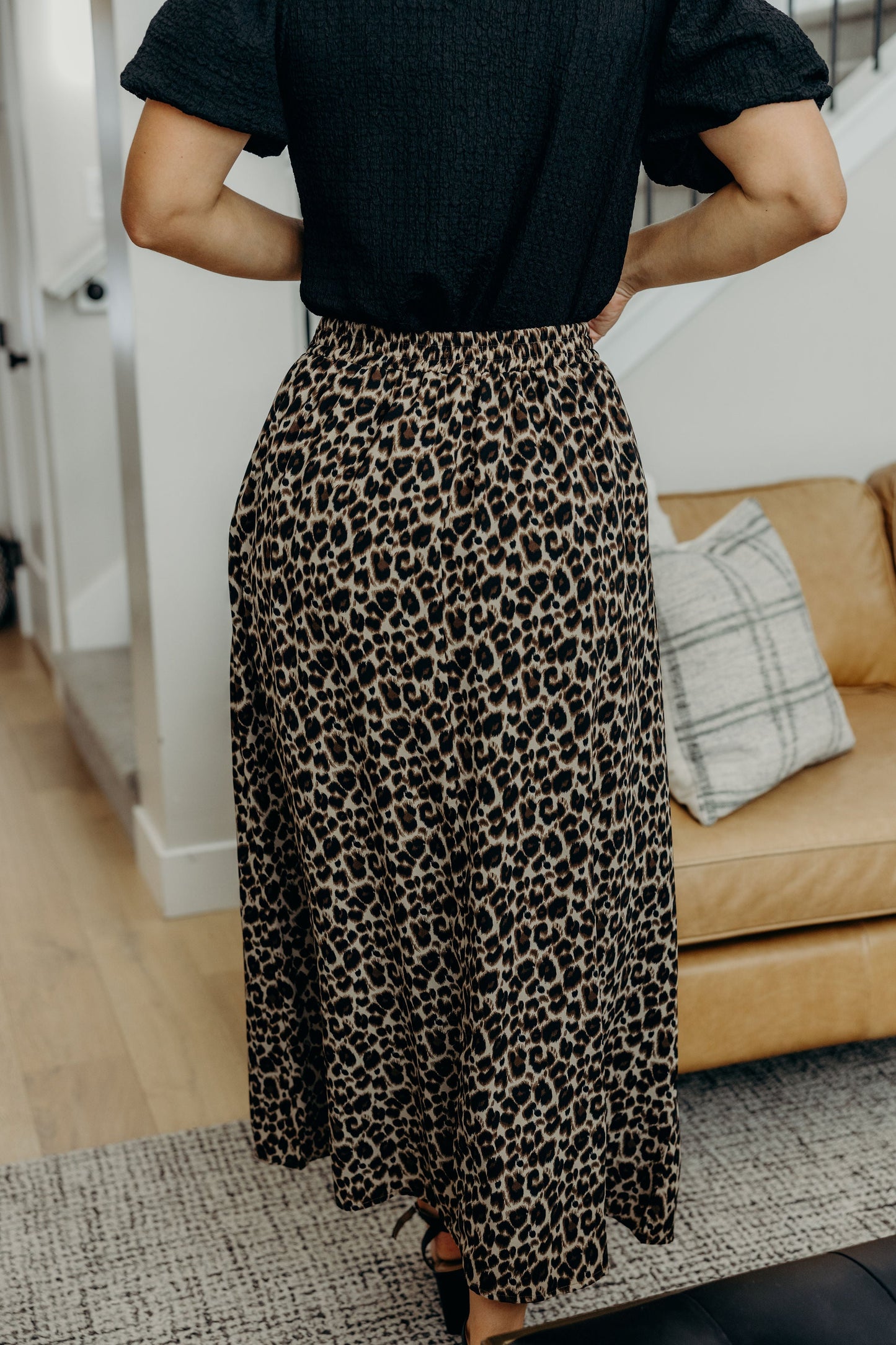 MAXI SLIP SKIRT IN LEOPARD