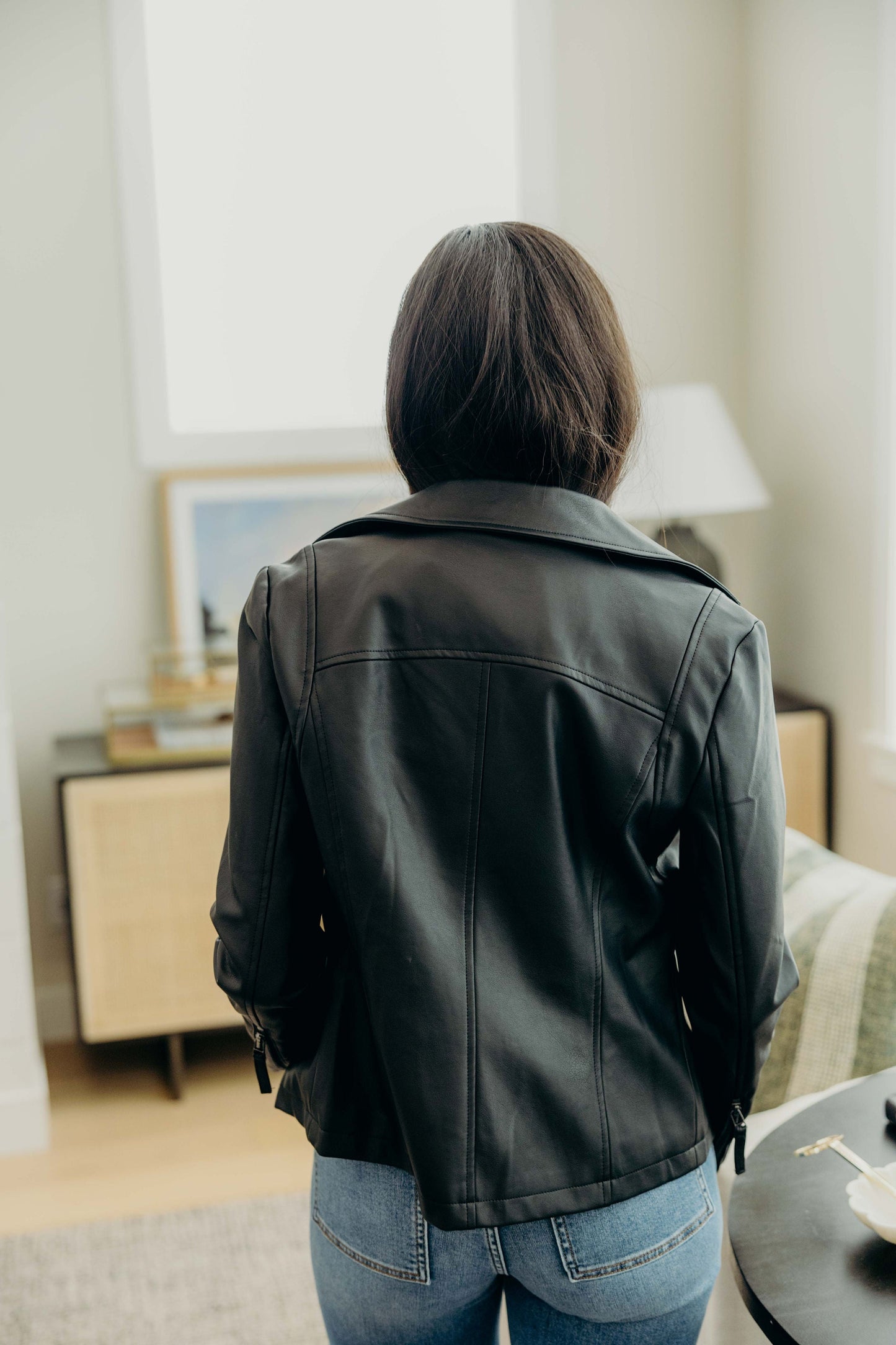 FAUX LEATHER JACKET IN BLACK