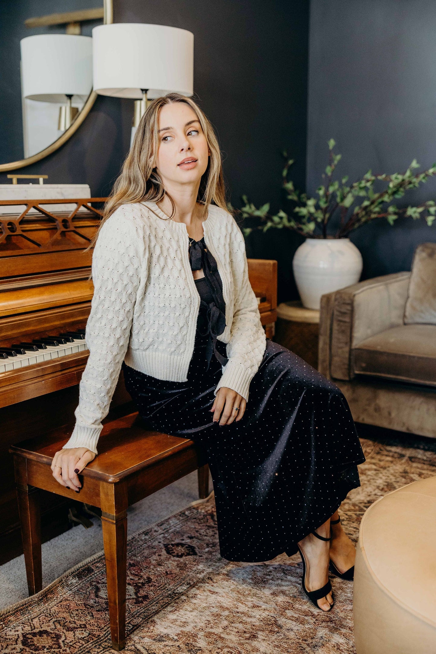 YARN KNIT CARDI IN MARSHMALLOW