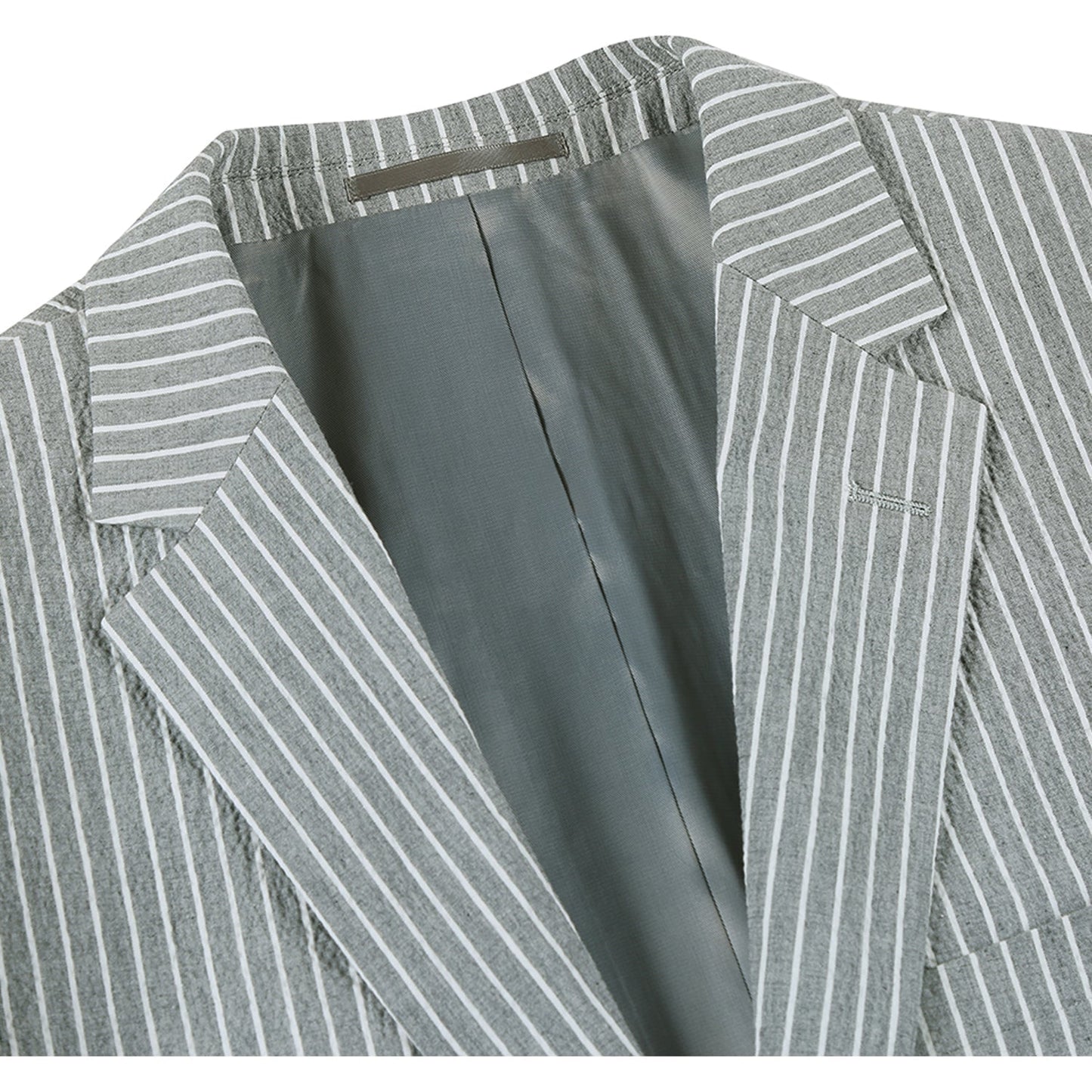 611-1 Men's Slim Fit Notch Lapels Gray Stripe Cotton Suits