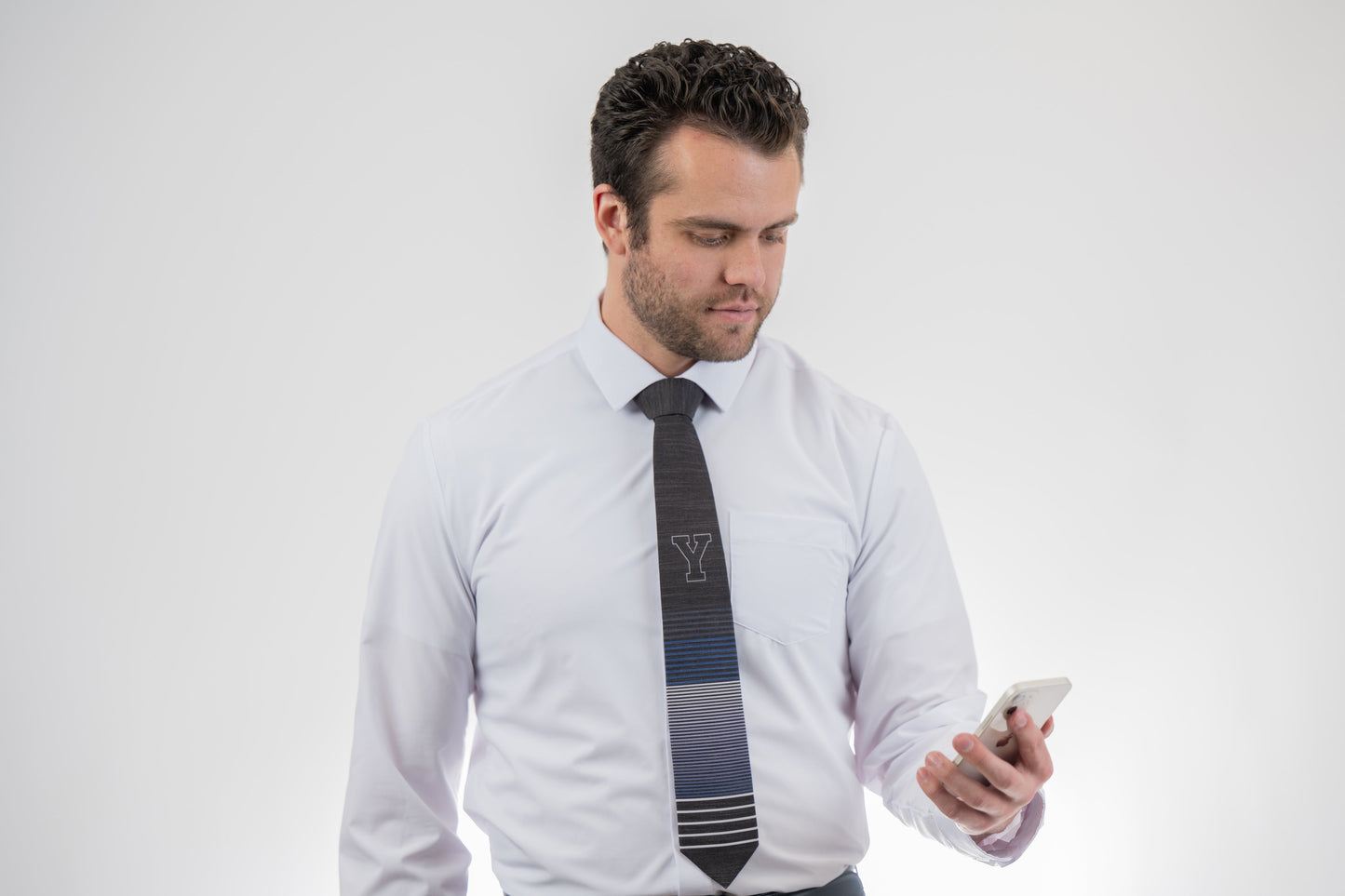 BYU_Brigham_Young_University_Striped_Ties_for_Men_In_Logan_Utah  Formal tie from Kator Shop Logan — refined Utah design for galas, ceremonies, and special occasions.