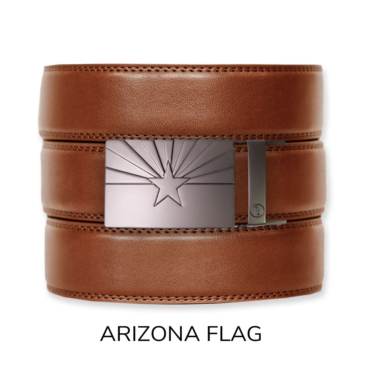 Cognac Leather Ratchet Belt & Buckle Set Belt Set Ratchet Belt Arizona Flag 
