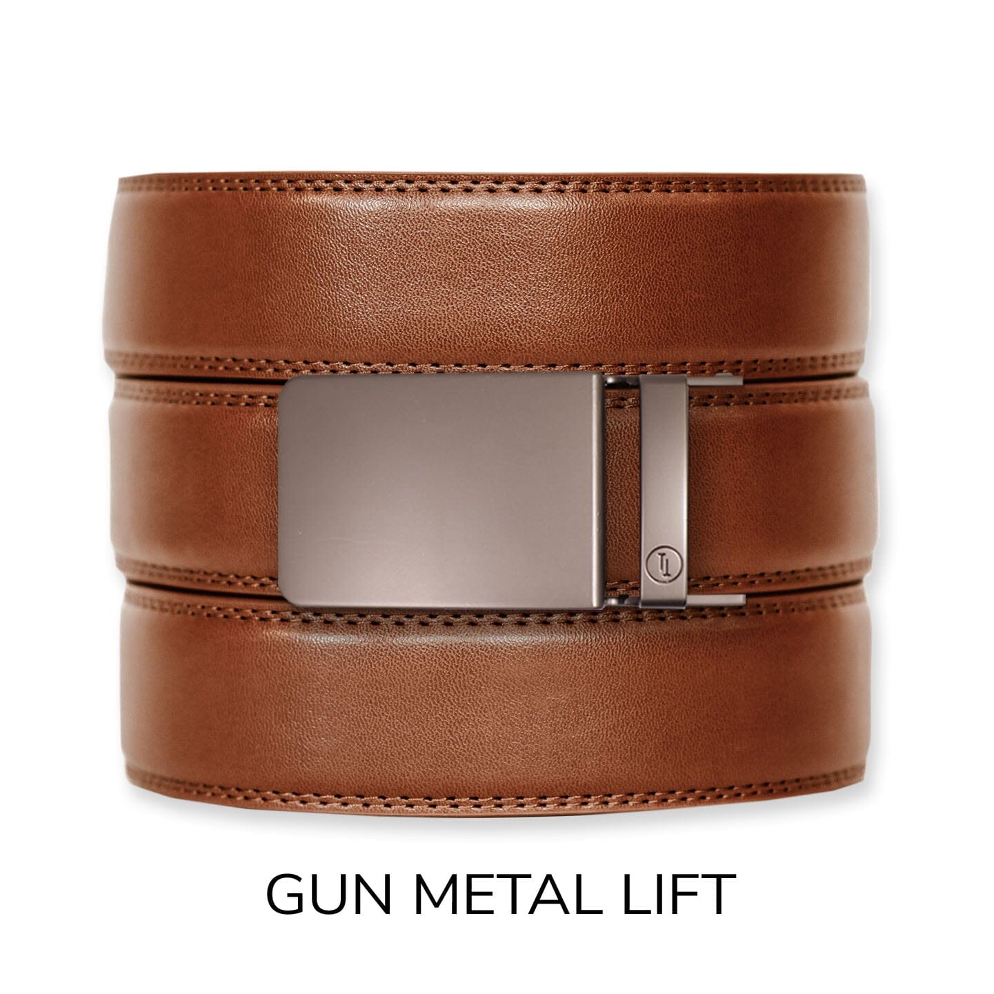 Cognac Leather Ratchet Belt & Buckle Set Belt Set Ratchet Belt Gun Metal 