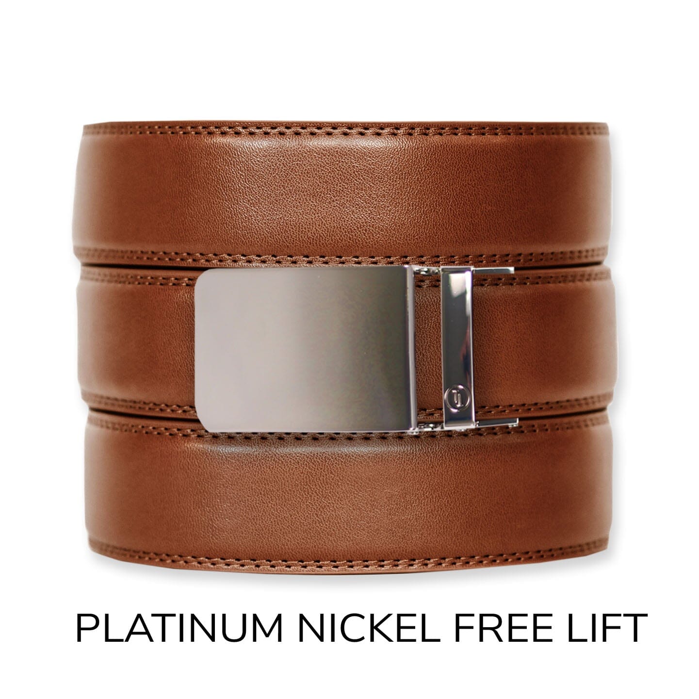 Cognac Leather Ratchet Belt & Buckle Set Belt Set Ratchet Belt Platinum – Nickel Free 