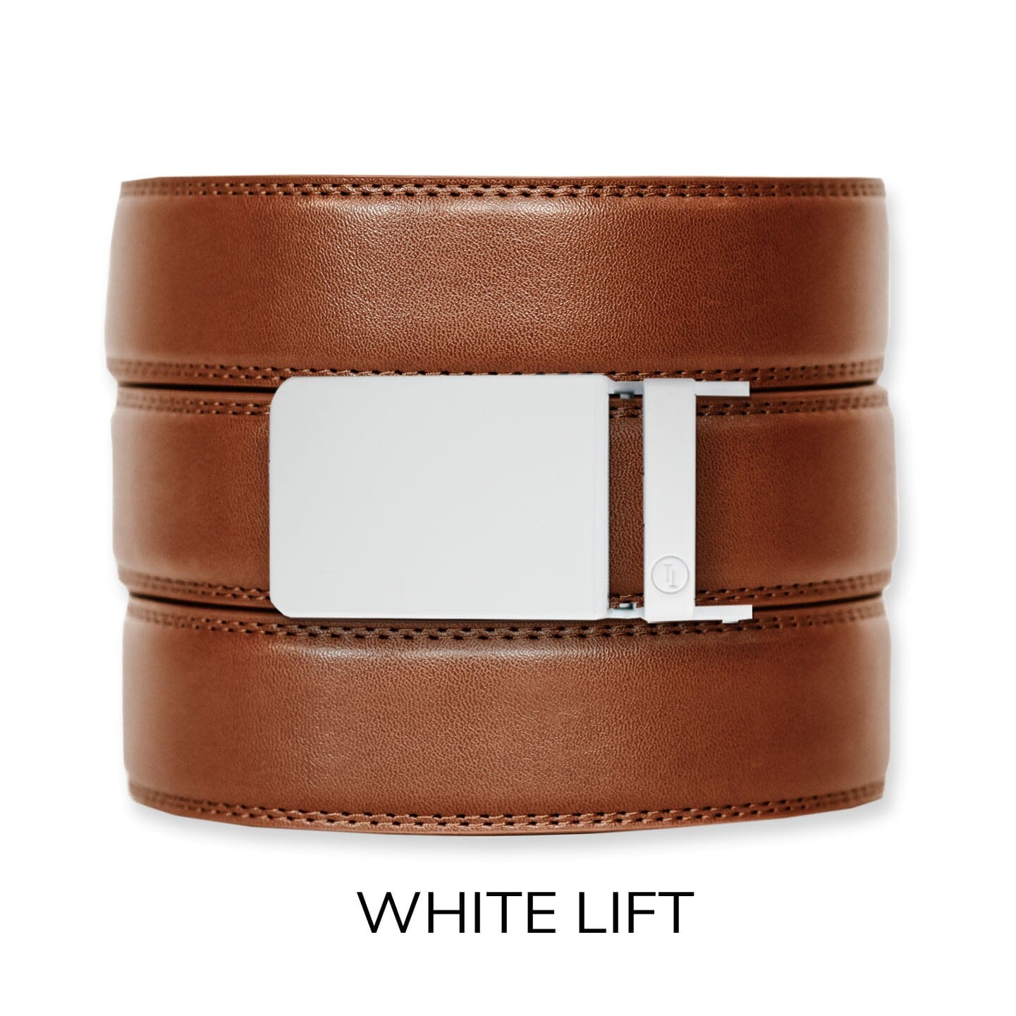 Cognac Leather Ratchet Belt & Buckle Set Belt Set Ratchet Belt White 