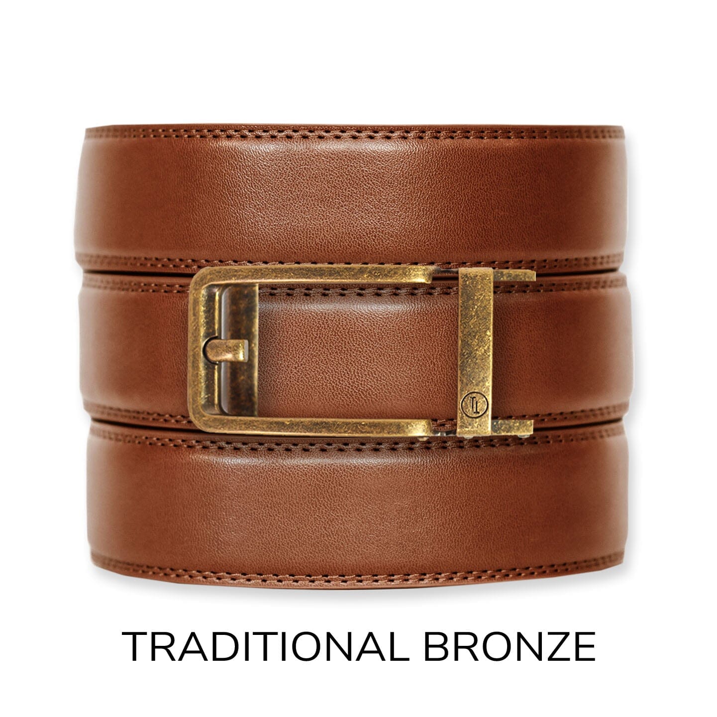 Cognac Leather Ratchet Belt & Buckle Set Belt Set Ratchet Belt Traditional Bronze 