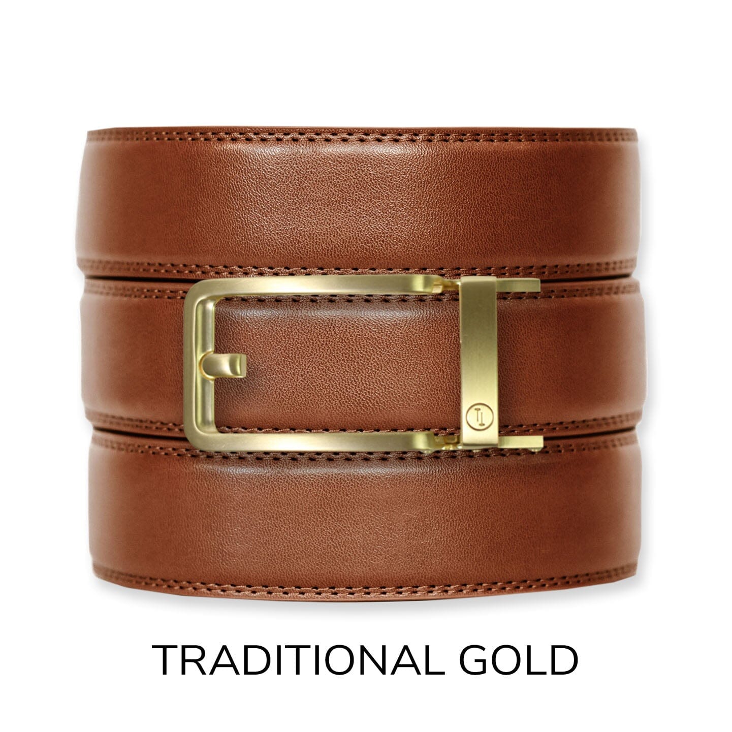 Cognac Leather Ratchet Belt & Buckle Set Belt Set Ratchet Belt Traditional Gold 