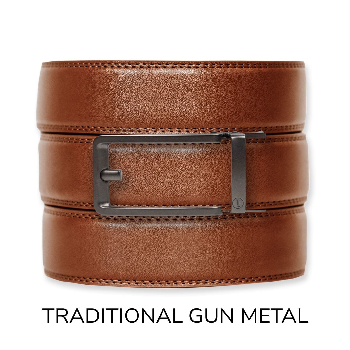 Cognac Leather Ratchet Belt & Buckle Set Belt Set Ratchet Belt Traditional Gun Metal 