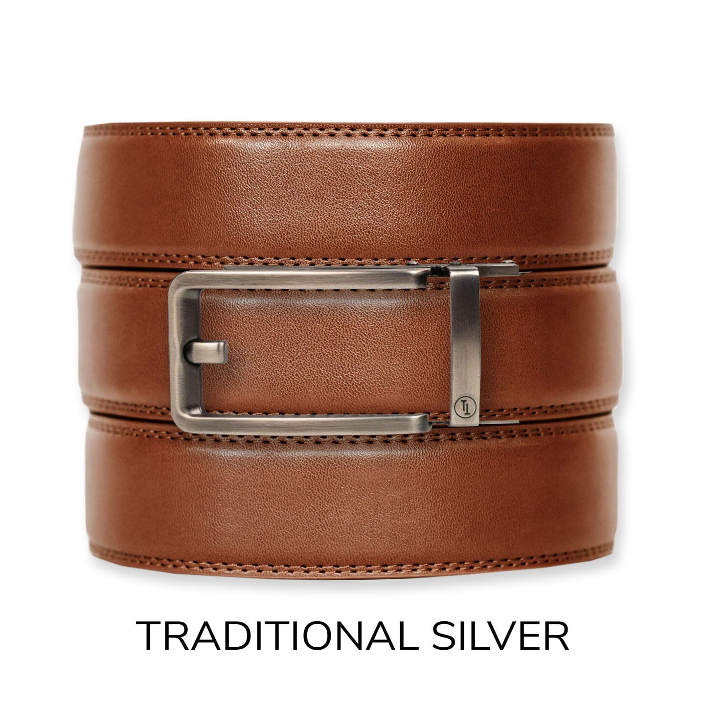 Cognac Leather Ratchet Belt & Buckle Set Belt Set Ratchet Belt Traditional Silver 