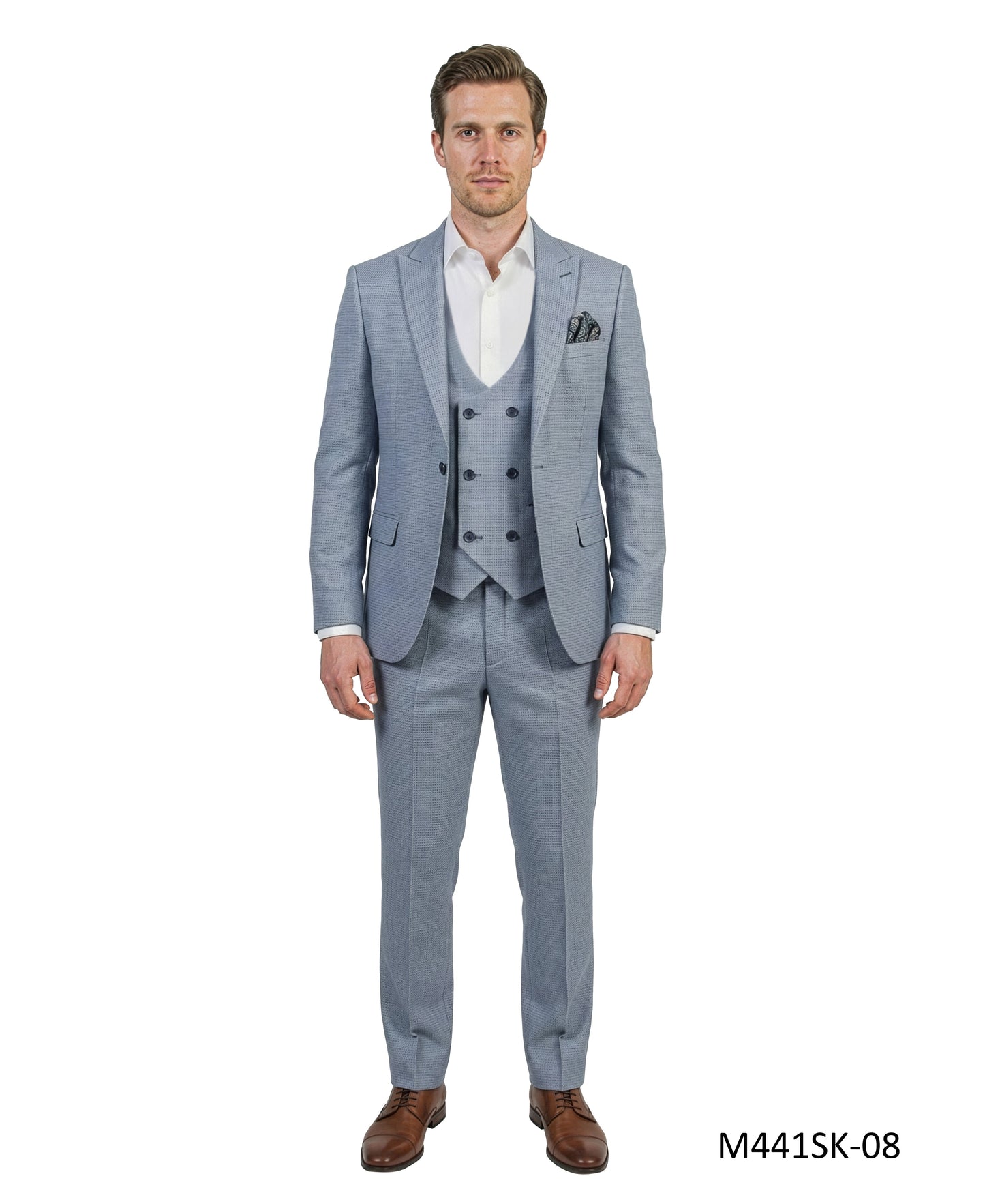 Tazzio 3PC Peak Lapel Double Breast Vest Suit