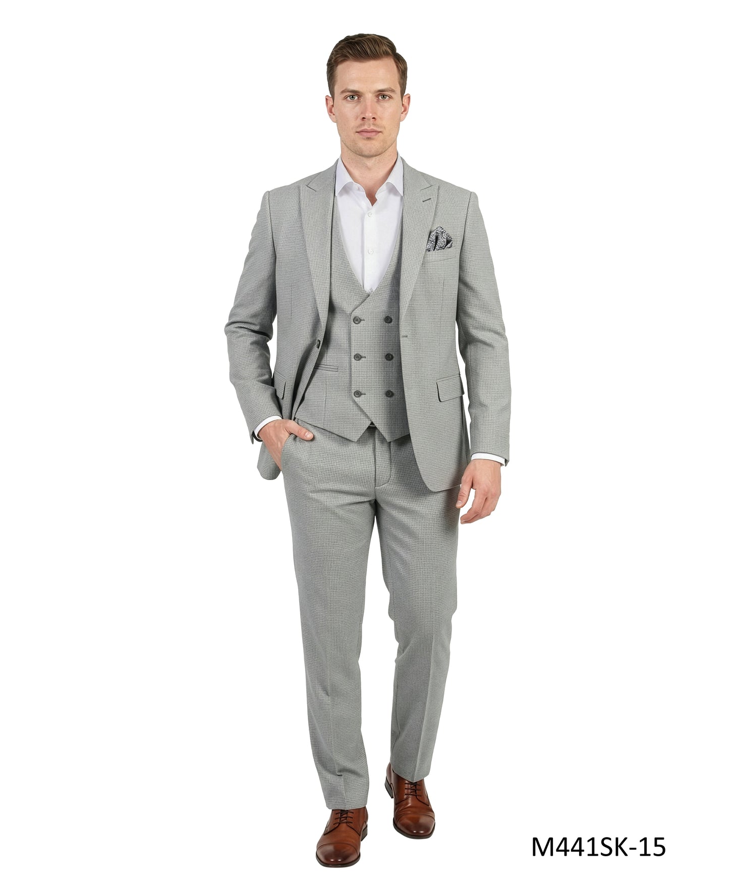 Tazzio 3PC Peak Lapel Double Breast Vest Suit
