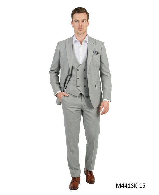Tazzio 3PC Peak Lapel Double Breast Vest Suit