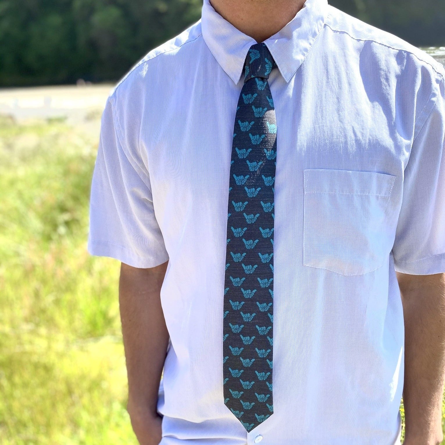 Rad Dad Shaka (Turquoise) Men's Tie Business tie from Kator Shop in Logan, Utah — premium material designed for confidence and all-day comfort at work.