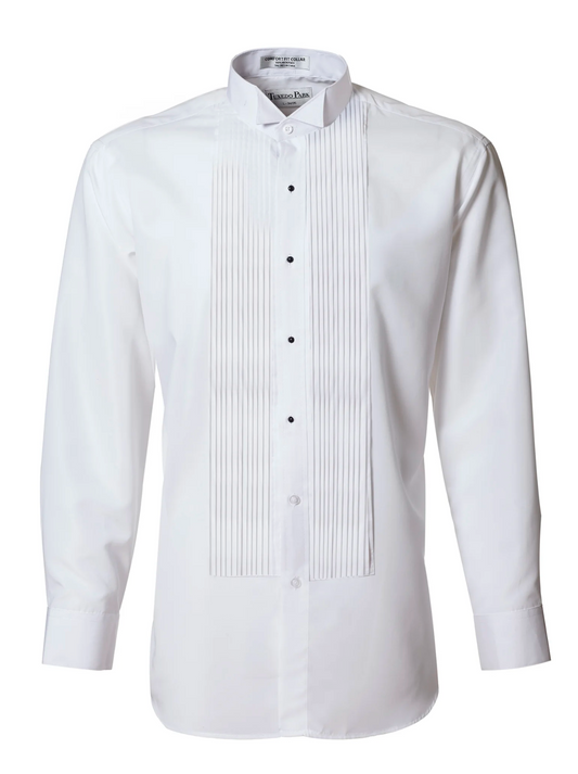 Tuxedo Park Men's White 1/4" Pleated Wing Collar Shirt