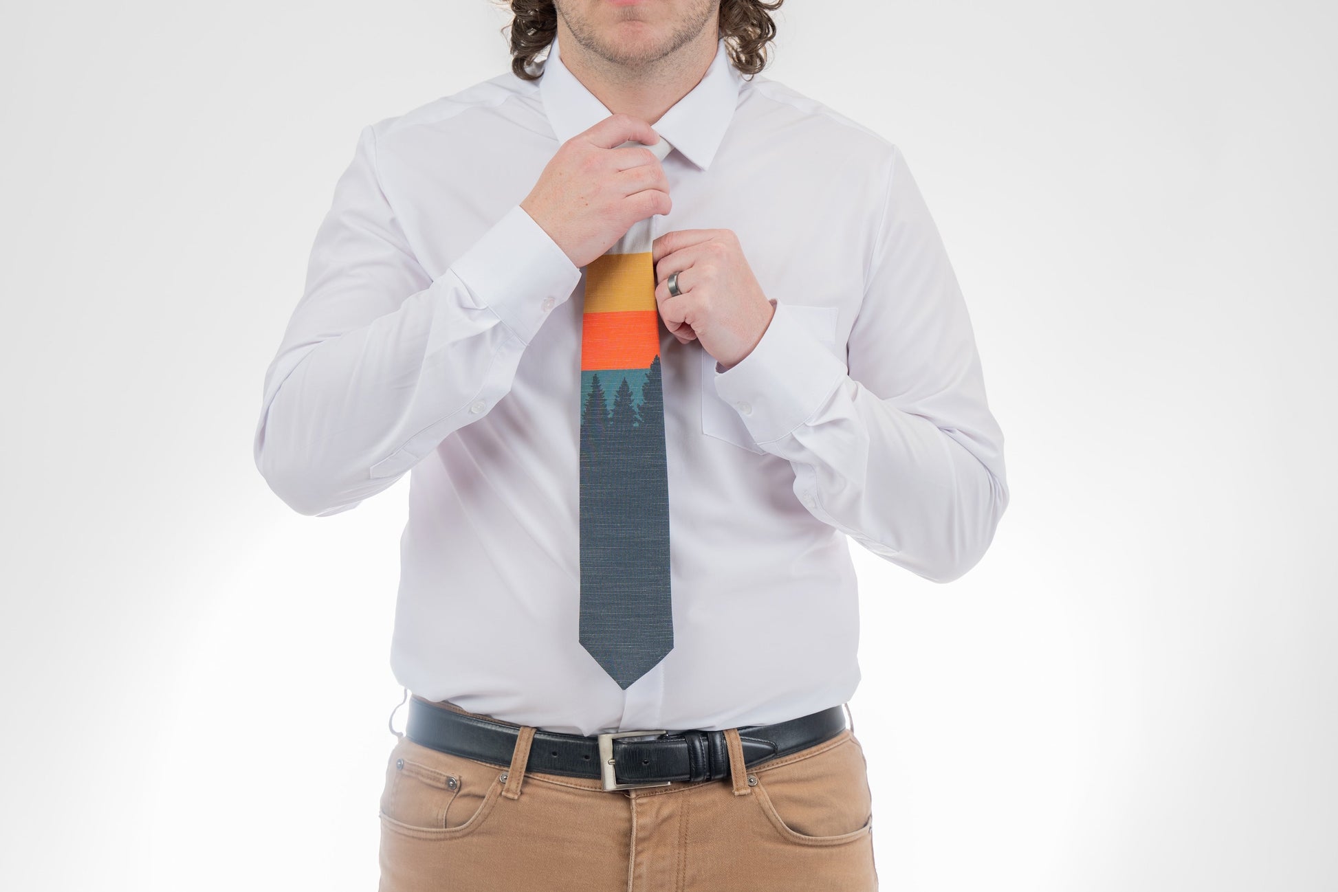 Sunrise Pines (orange-cream) Men's Tie Business tie from Kator Shop in Logan, Utah — premium material designed for confidence and all-day comfort at work.